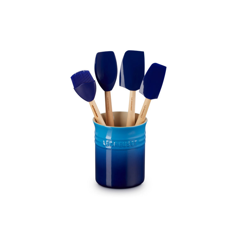 Le Creuset Craft Spatula Set Of 4 With Crock - Azure Blue